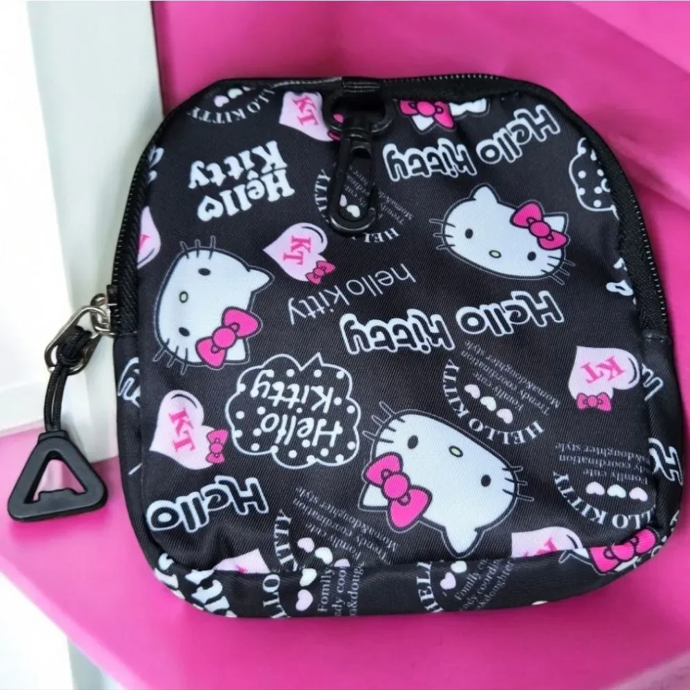 Hello Kitty Black Shoulder Bag Set of 3 Sanrio Kid Tween Travel School Purse NEW